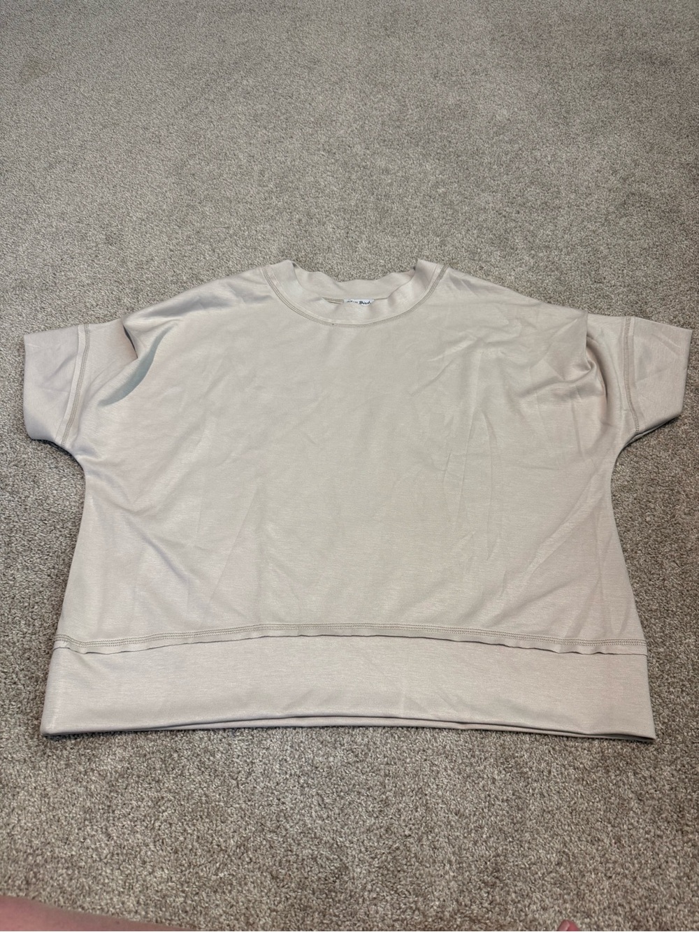 White Birch Beige Boxy Short Sleeve Sweatshirt